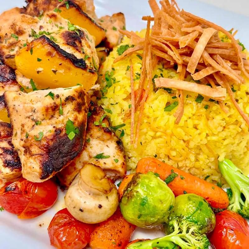 Chicken kabab with rice