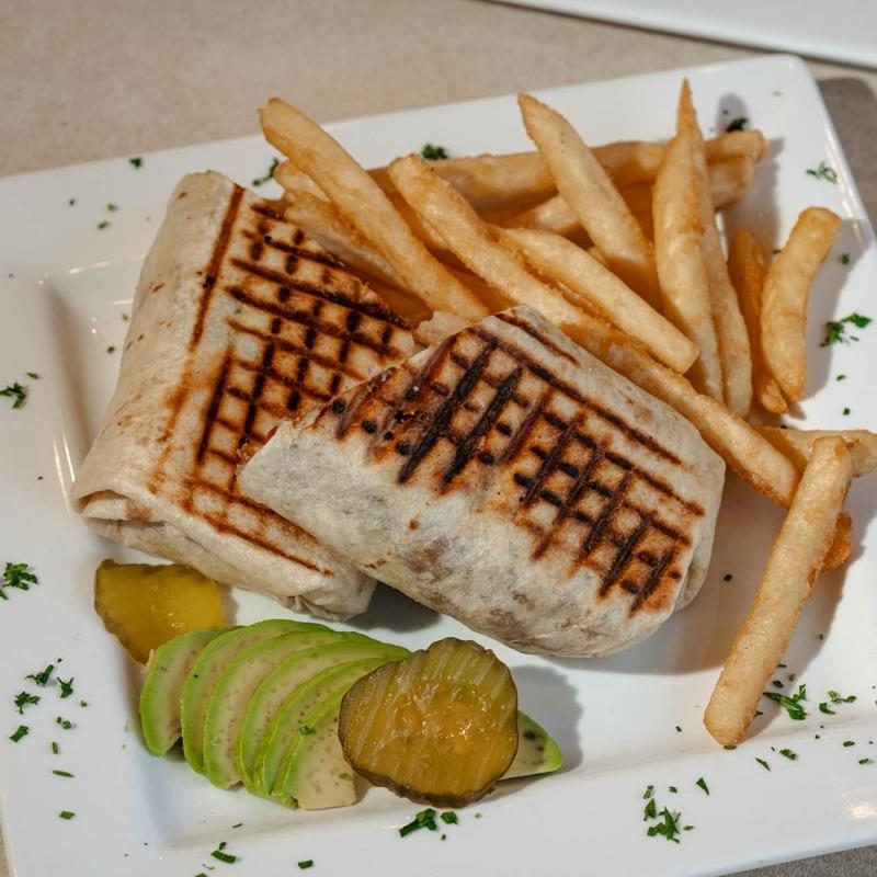 Grilled wrap with fries