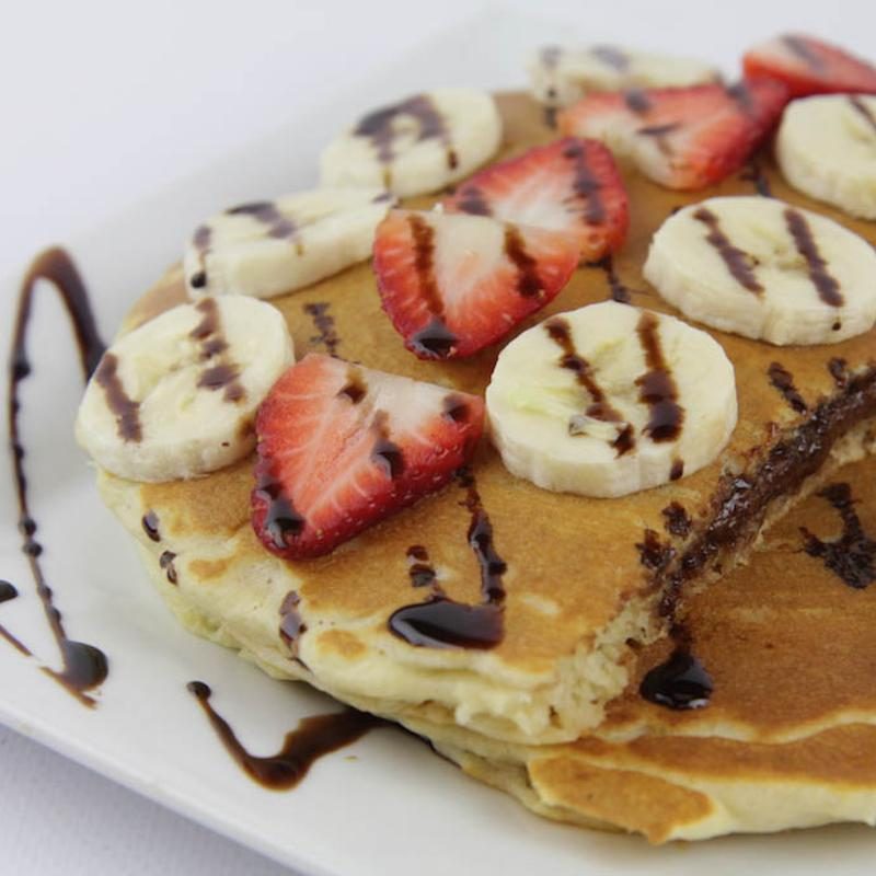 Banana and strawberry pancakes